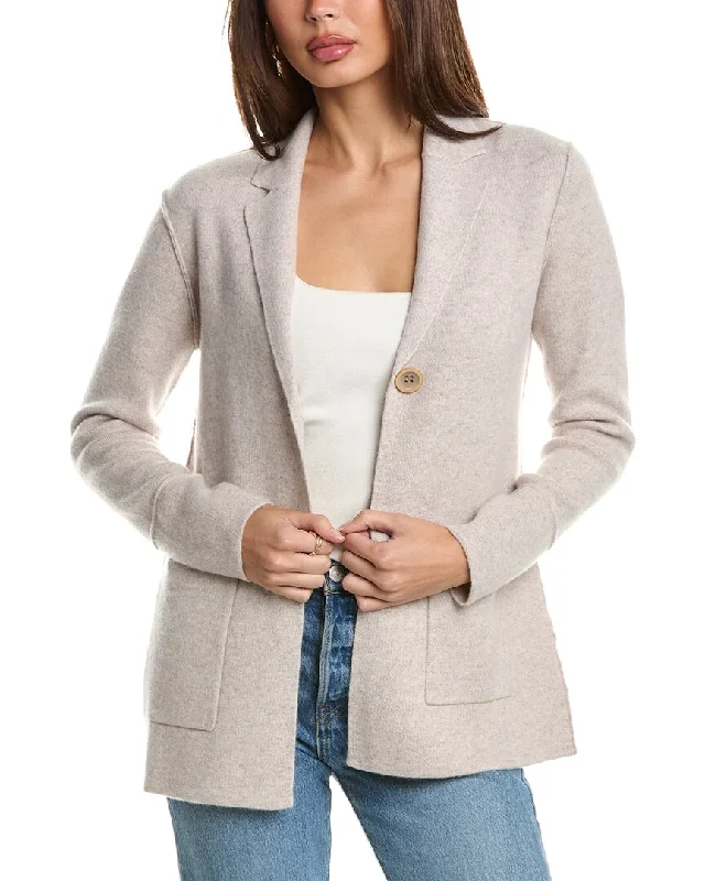 Forte Cashmere Notch Collar Cashmere Cardigan Blazer