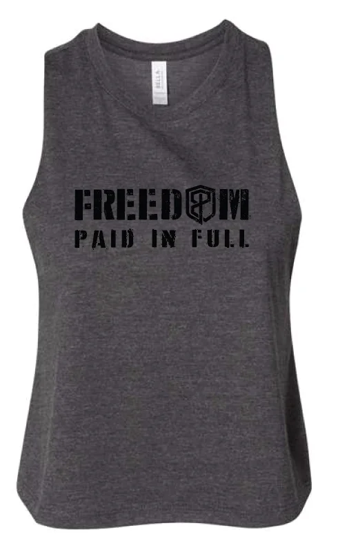 Freedom Paid in Full Elevate Crop Tank (Dark Heather Grey)