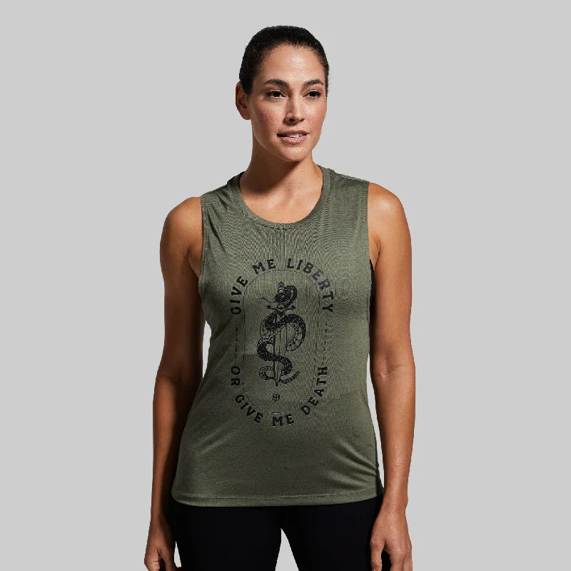 Give Me Liberty Flowy Muscle Tank (Military Green)