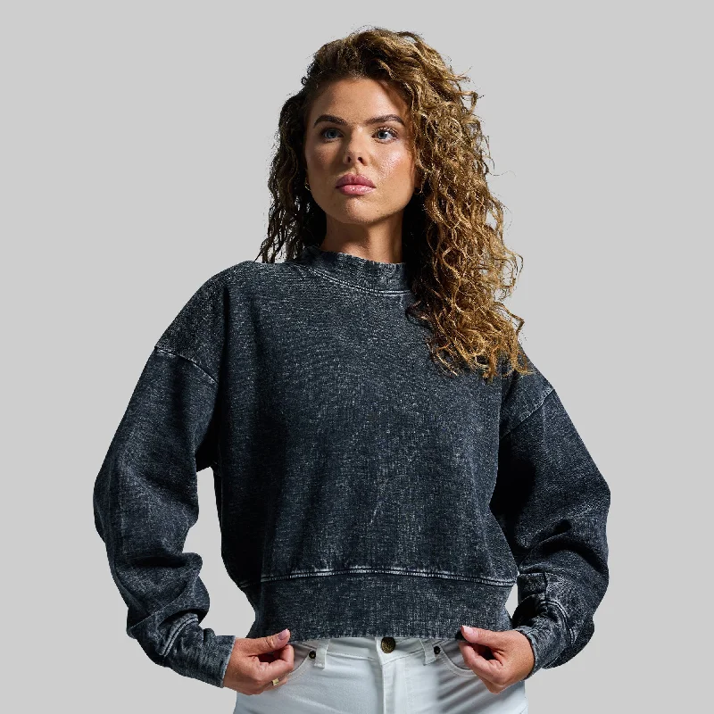 Good Karma Cropped Sweatshirt (Washed Black)