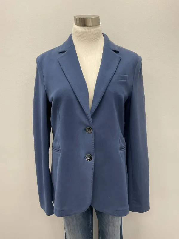 Long Cotton Slim Fit Jacket In Blue