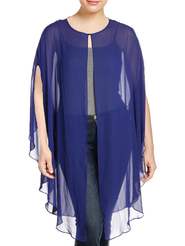 Plus Womens Chiffon Sheer Topper Jacket