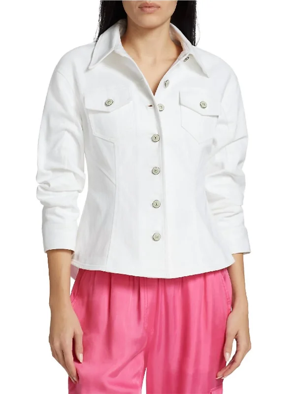 Scrunched Faux Leather Canyon Jacket In White