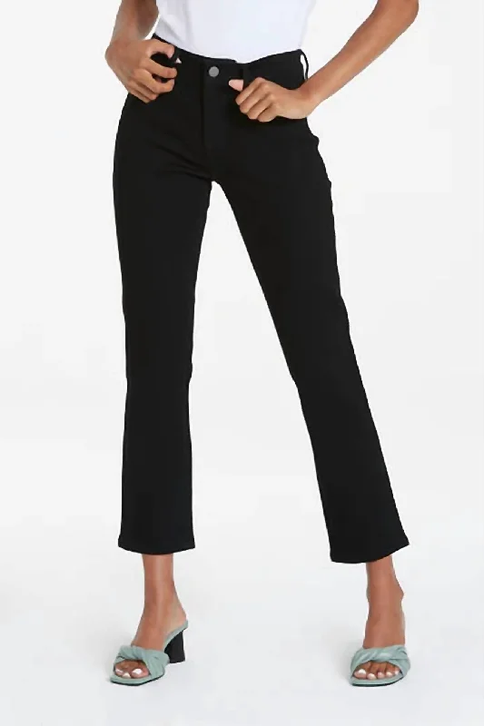 Blair Mid Rise Straight Ankle Jeans In Black Arrow