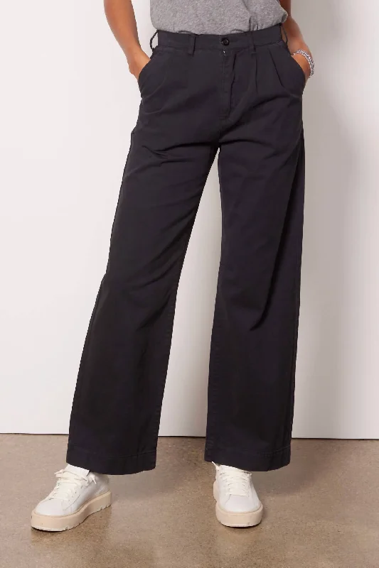 Ellery High Rise Wide Leg Trouser In Fade To Black