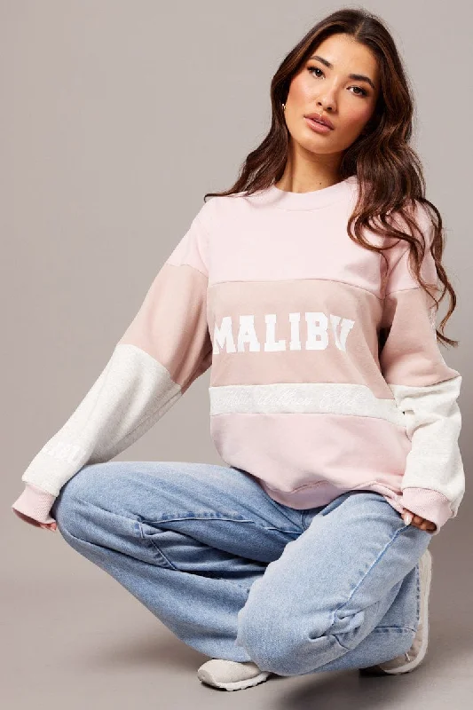 Pink Graphic Sweater Long Sleeve