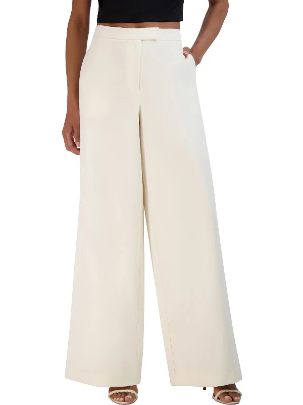 Womens High Waist Pocket Wide Leg Pants