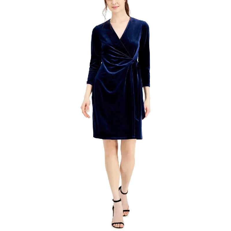 Anne Klein Womens Velvet Short Sheath Dress