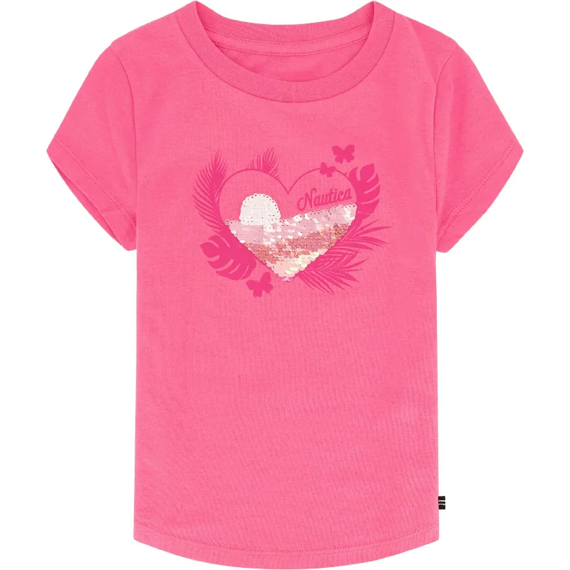 Nautica Little Girls' Palm Heart Sunset T-Shirt (4-6X)