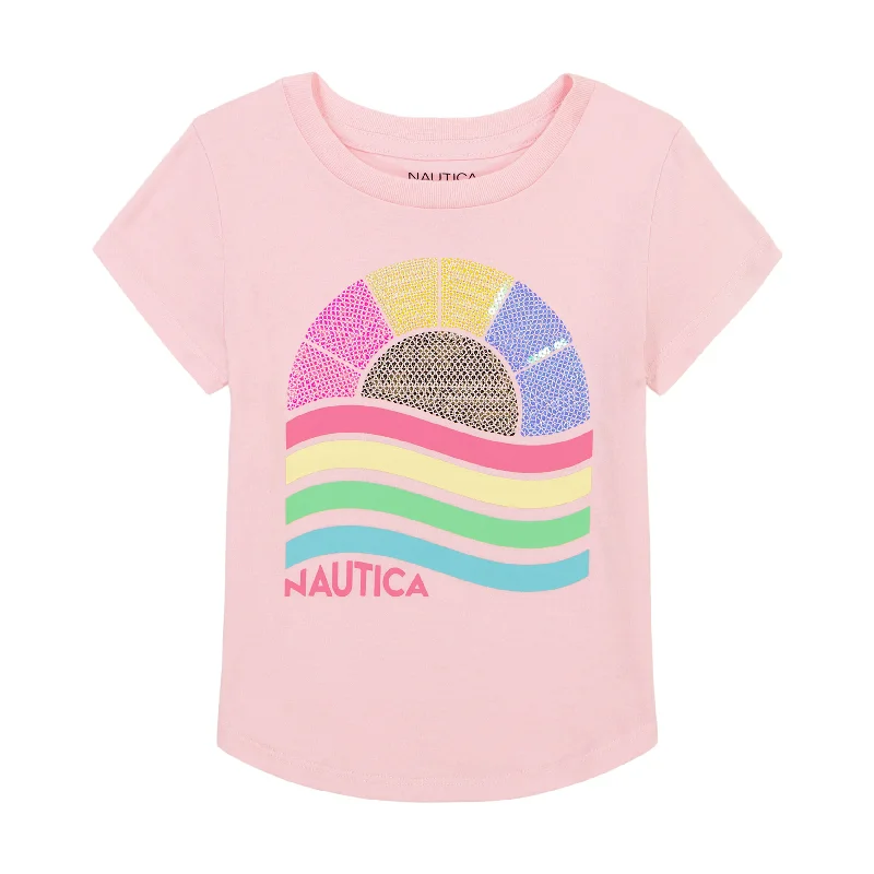 Nautica Little Girls' Sunset Wave T-Shirt (4-6X)