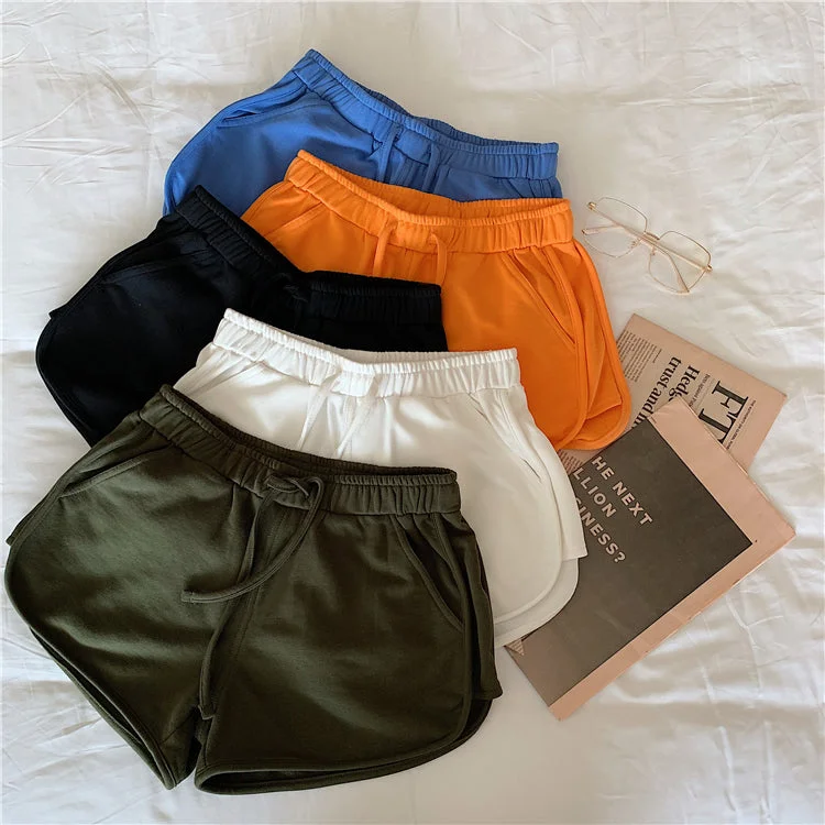 Solid Color Plus Size Student Home Casual Shorts Women 2021 New Summer High Waist Slimming Sports Hot Pants